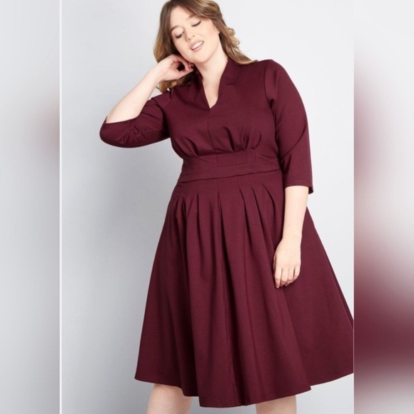 Modcloth Dresses & Skirts - Modcloth Warranted Wanderlust Burgundy Dress Size 1XL